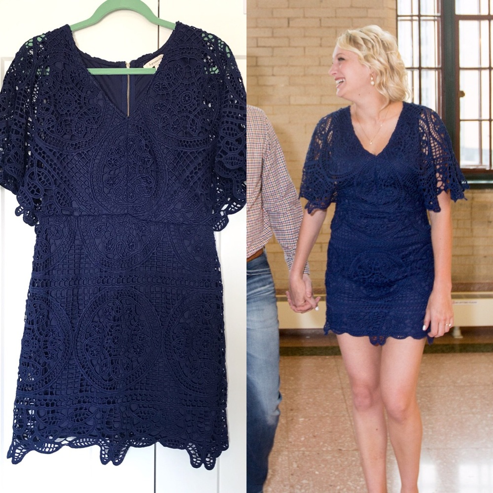 Francesca’s Navy Crochet Dress